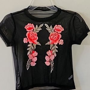 Mesh floral crop top